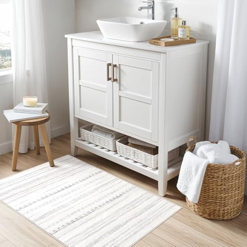 Nakagishi Boho 2x3 Washable Area Rug Non Slip Carpet for Entryway Gray