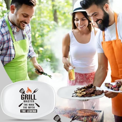 R HORSE Melamine Grill Platter Gift, BBQ White Oval Serving Tray Plate