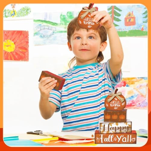 4 Pcs Fall Decor Home Pumpkin Wooden Sign Hello Fall Tiered Tray Decor