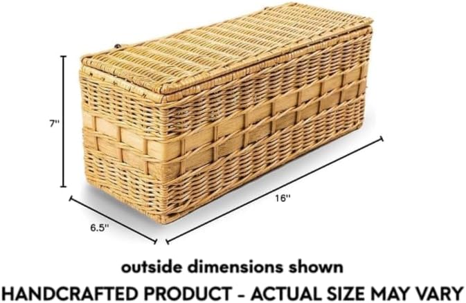 Lidded Wicker Box / One Size / Sandstone / 16 Inch