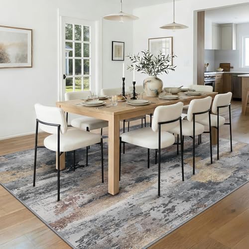 RELEANY Washable 6'x9' Abstract Area Rug for Living Room Ash Brown