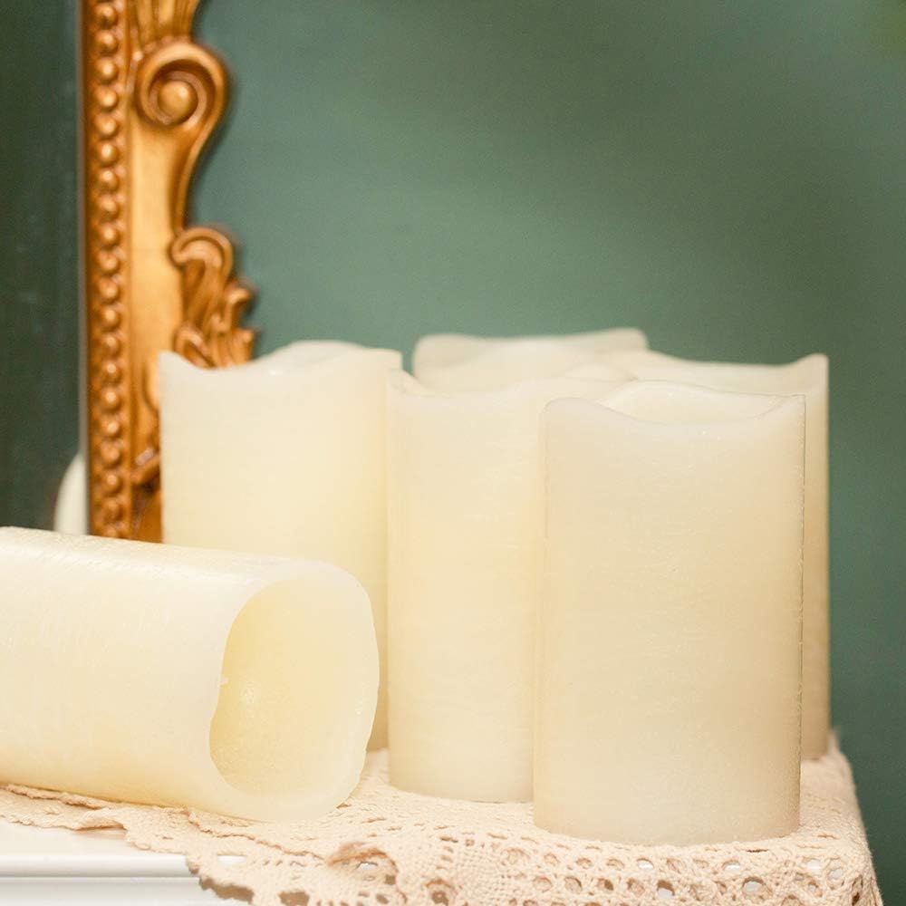 H-BLOSSOM Flickering Flameless Candles Battery Operated Real Wax Pillar Candles LED Candles with 10 Key Remote Control