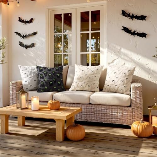 MIULEE Black Halloween Pillow Covers Cute Ghost Decor Set of 2 20x20