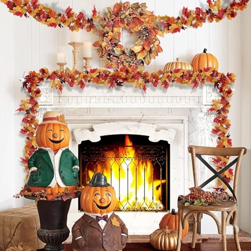 Sggvecsy 3 Pack Fall Maple Leaf Garland 5.7Ft/Piece Artificial Autumn Maple Leaves Garland Fall Leave Vines with Hanging Foliage for Home Indoor Outdoor Fireplace Wedding Thanksgiving Party Decor