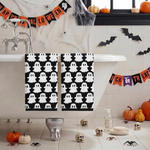 Artoid Mode 2 Pcs Black Ghost Halloween Hand Towels for Bathroom
