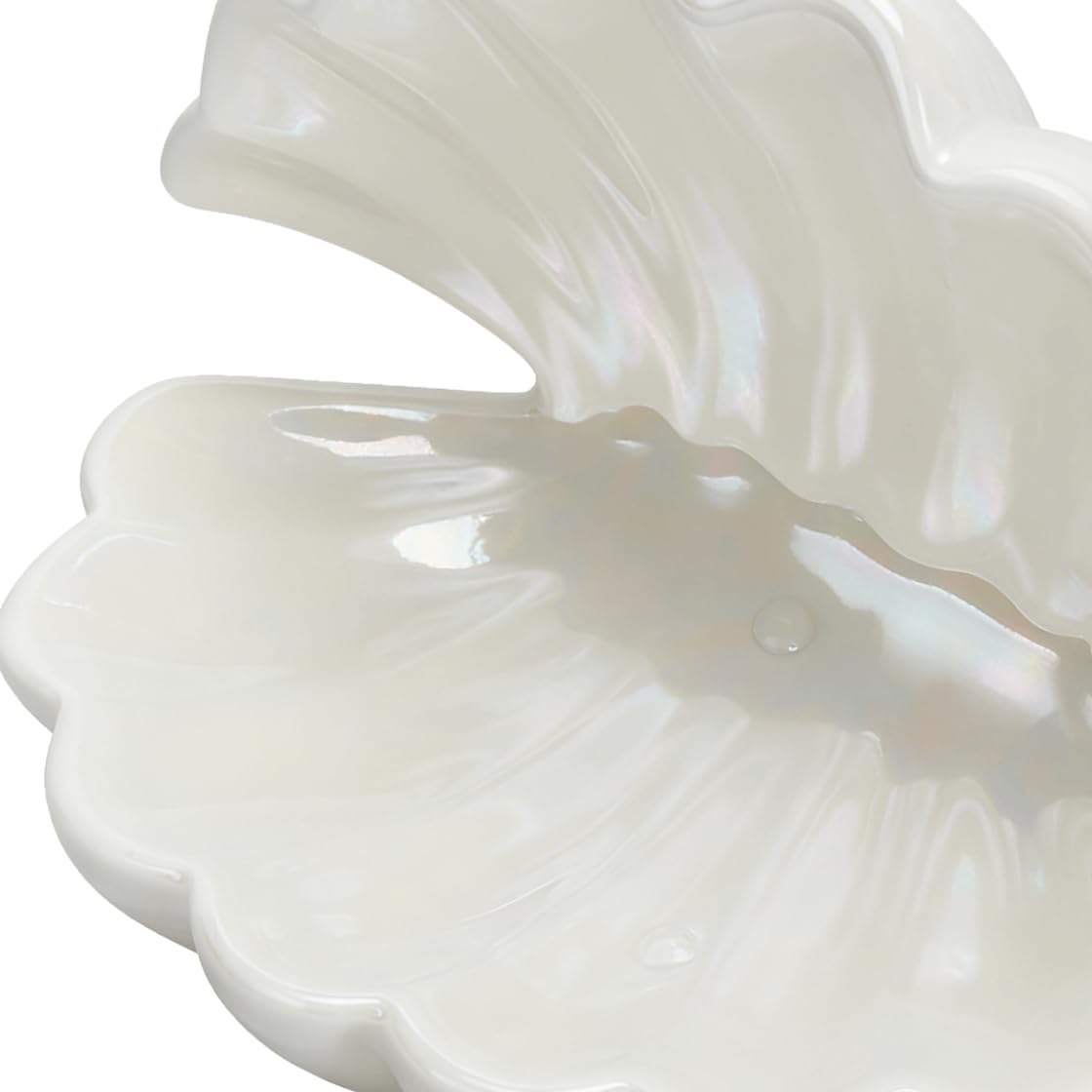Ceramic Seashell Jewelry Tray Ring Dish / White