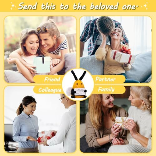 DUQGUHO Bee Support Crochet Emotional Bees Gifts for Women Funny Gift Themed Decorations Cute Stuff Handmade Knitted Birthday for Her