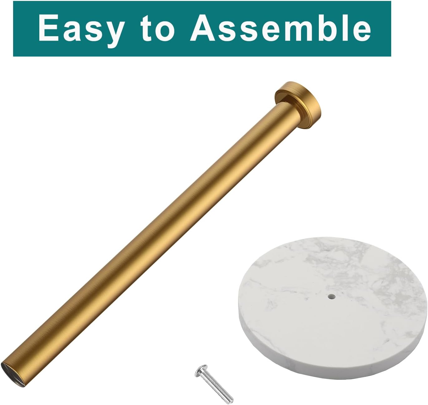 Gold Paper Towel Holder, with Anti Slip Weighted Marble Base | Stainless Steel, One Handed Operation, Countertop Towel