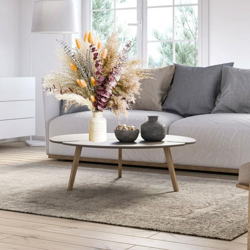 Fall Dried Flower Bouquet with Pampas Grass, Orange Bunny Tails, Lavender & Red Eucalyptus –Boho Fall Decor for Home