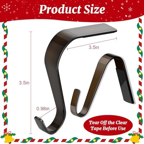 Christmas Stocking Holders for Mantle Set 4, Non-Slip Fireplace Hooks