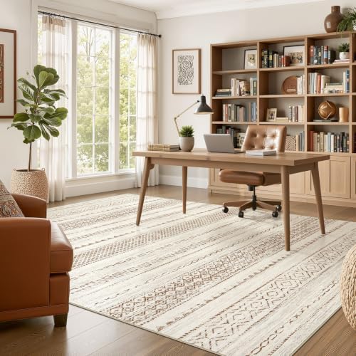 Nakagishi Boho 10x14 Area Rug Living Room Rugs Machine Washable Brown