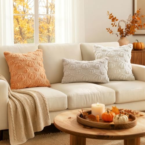 MIULEE Fall Decor Pillow Covers 20x20 Set of 2 Pumpkin Light Orang