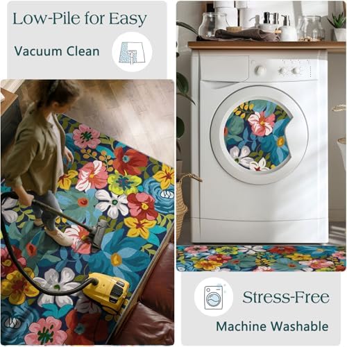 Floral Outdoor Rug - 28"x43" Front Door Mat Indoor Outside Entrance