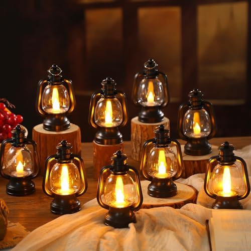 Ferraycle 12 Pcs Mini Lanterns Bulk 6 Inch Black Lamp Table Centerpieces