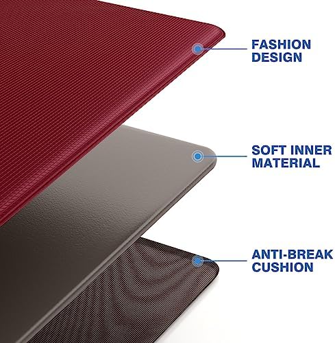 StepRite Kitchen Mats for Floor, 2-Piece Anti-Fatigue Rugs, Burgundy