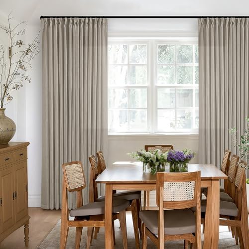 TWODRAPES Taupe Burlywood Pinch Pleated Linen Curtains 96 Inches Long