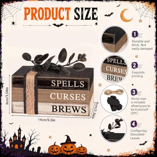 4 Pcs Halloween Table Decorations, Rustic Mini Books Stacks Decor