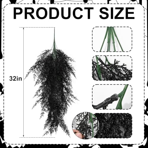 Suncalla 4 Pack Black Teardrop Swags, 32 Inch Cedar Halloween Gothic Deocr