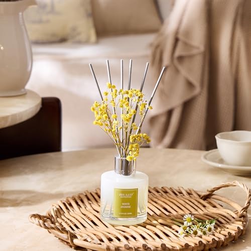 Airkeep Reed Diffuser Set,6.76 fl oz (200 ml) - White Jasmine Oil Diffusers with 8 Reed Sticks, Home Fragrance Reed