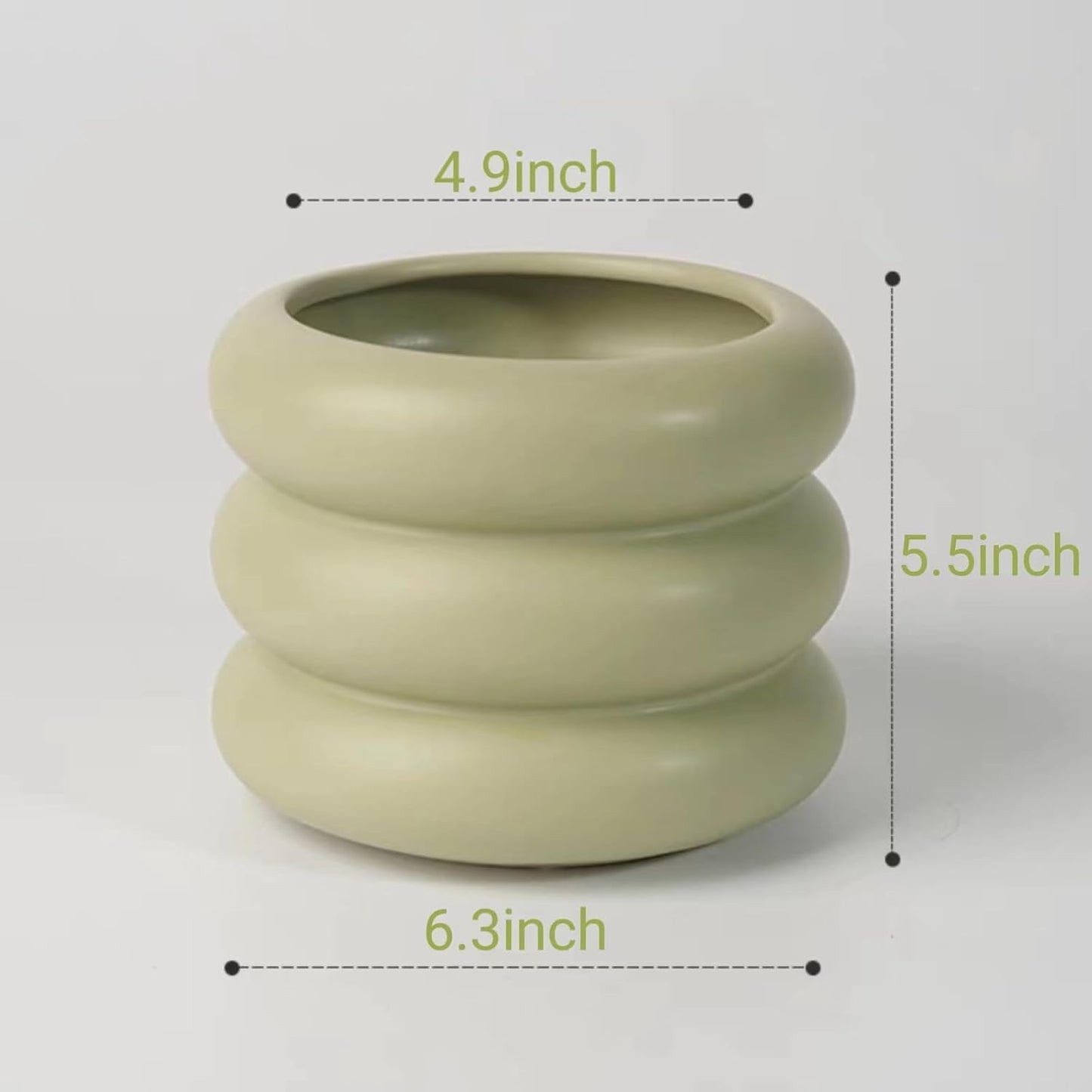 Ceramic Plant Pot Indoor / Green / 6.5inch