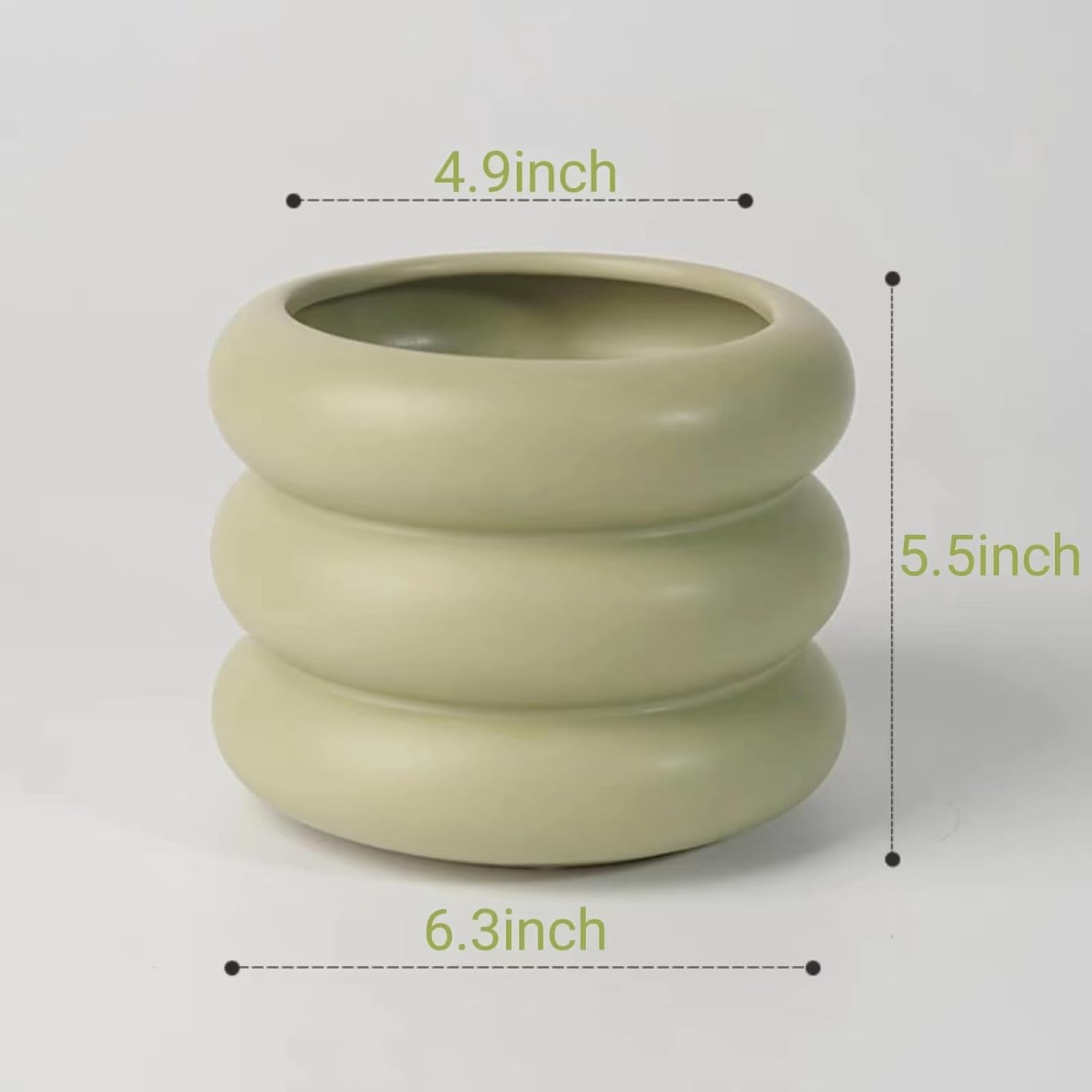 Ceramic Plant Pot Indoor / Green / 6.5inch
