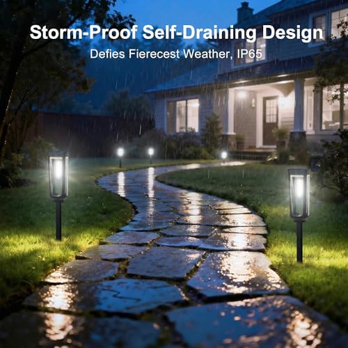 JEJOT Solar Pathway Lights Outdoor Waterproof, 4 Pack Solar Walkway Lights