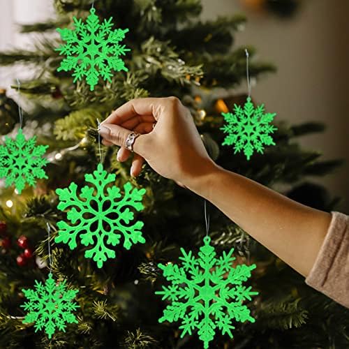 Christmas Snowflake Ornament Glow in the Dark Decorations- 36Pcs Luminous Plastic Snowflake Ornaments for Christmas Tree Decorations Winter Wonderland Bedroom Home Frozen Party Supplies