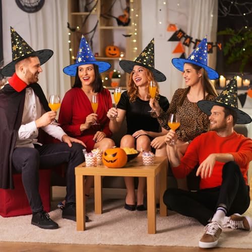 Newcotte 16 Pieces Witch Hats Halloween Costumes for Women Men Modern Witch Hats Fancy Dress Party Decorations