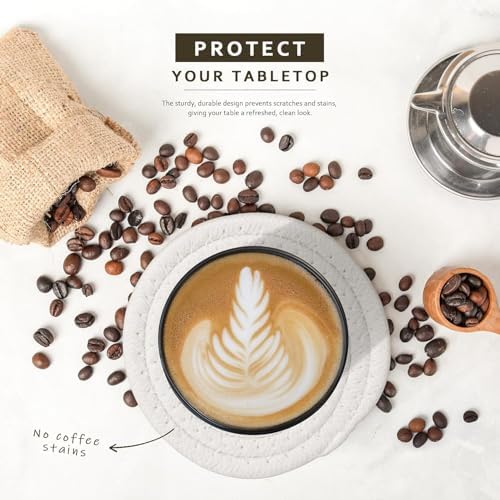 Lazebox Coasters Set of 8 for Drinks, 4 Inch Large Coasters for Coffee Table, Tabletop Protection for Hot & Cold