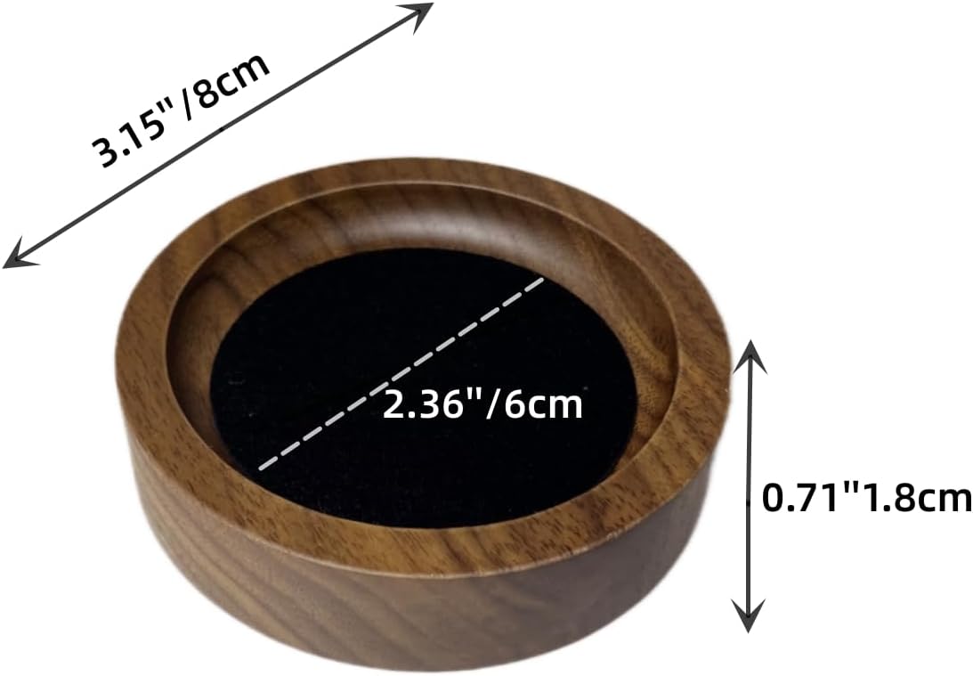 Wooden Jewelry Tray Small Trinket Dish / Round-black