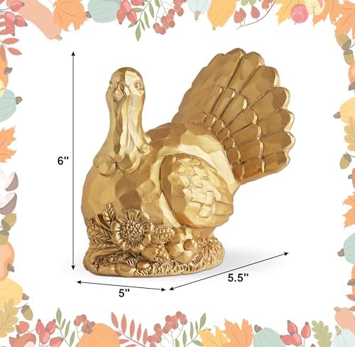 Thanksgiving Turkey Decor Gold Turkey Figurine Fall Harvest Tabletop