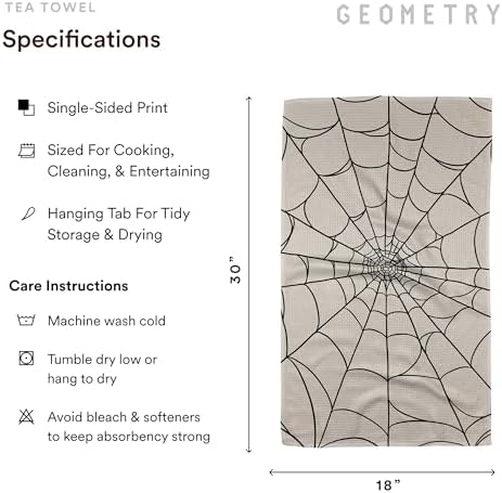 GEOMETRY Kitchen Towels - Quick Dry Microfiber Cloth Dish Towels for Kitchen Drying - Premium Quick Dry Towel - Webbed, 18" x 30" - 1 Piece