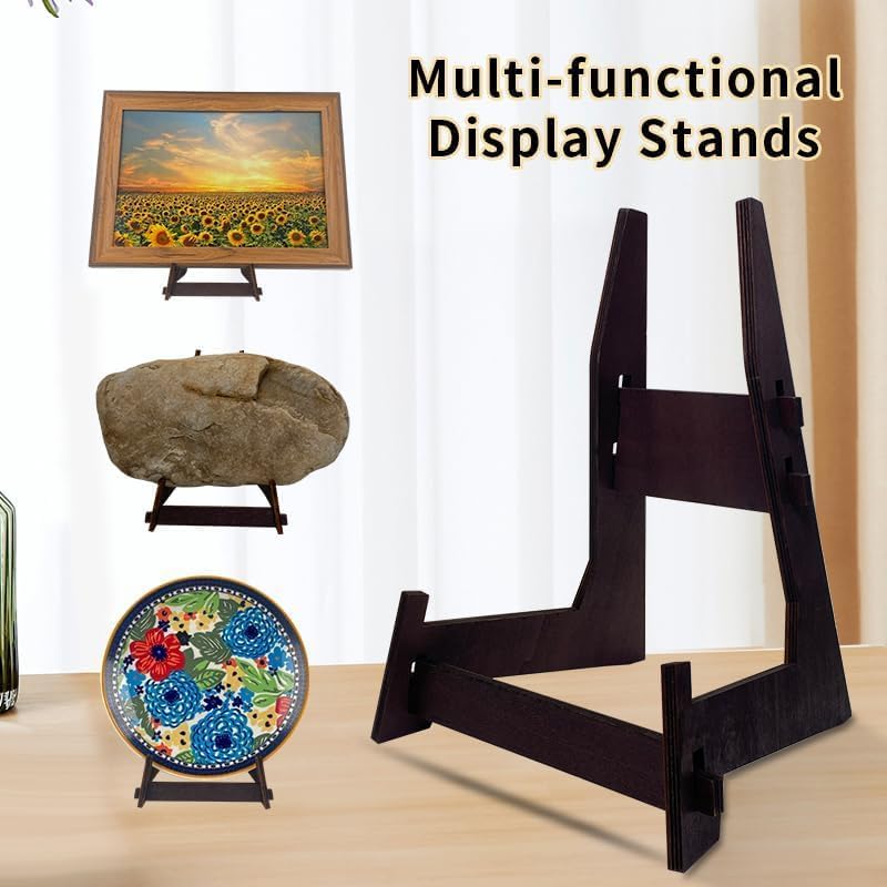 15.5 Inch Large Plate Stands for Display, Wooden, 1 Pack | Picture Frame Stand, Decorative Easel Plate Holder, Heavy