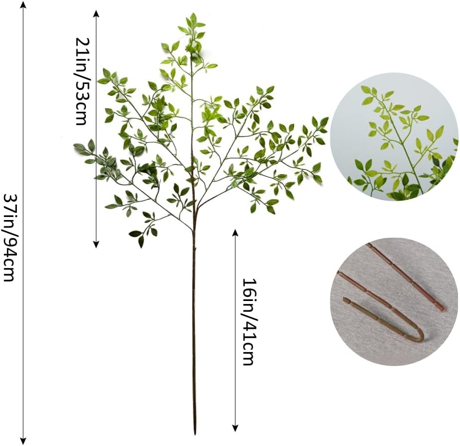 Nandina Artificial Plants Greenery Stems for Vase Fake Plants Fake Leaves / Green / Set of 4