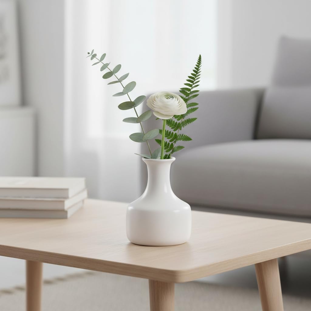 Small Ceramic Vase / White / 7 Inch