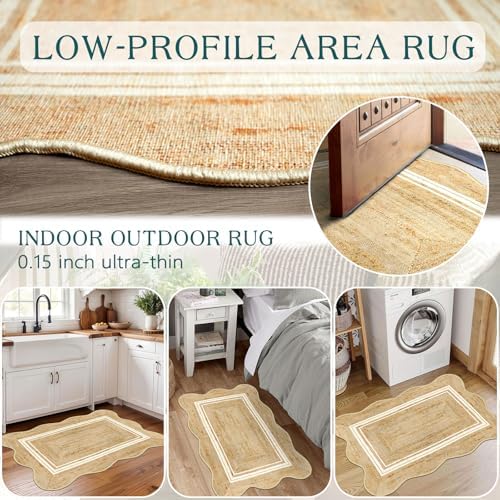 Front Door Rug - 2x3 Jute-Look Doormat Indoor Outdoor Entrance