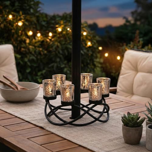 Seraphic Kitchen Table Centerpiece Decor, Tealight Candle Holder, Silver