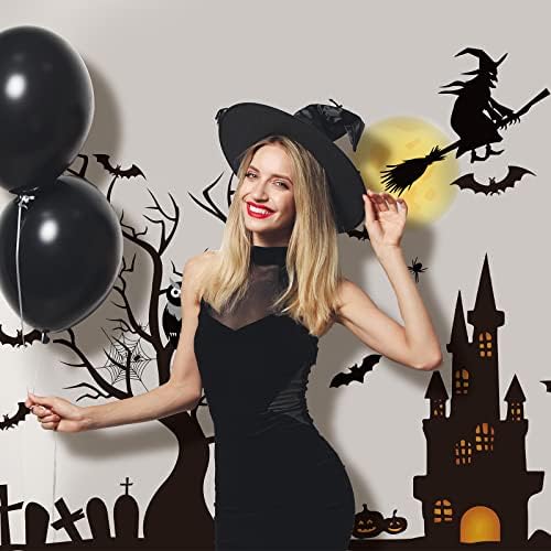 TaoBary 4 Sheet Large Halloween Window Clings Double Sided Witch Pumpkin