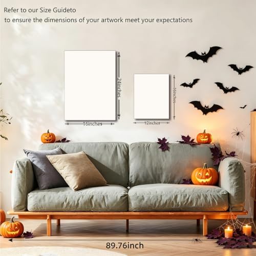 ILLBDR Halloween Witch with Flowers Canvas Wall Art Poster 16x24 inch