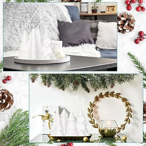 Nuenen 8 Pcs White Ceramic Christmas Tree Decor Winter Decoration, Classic
