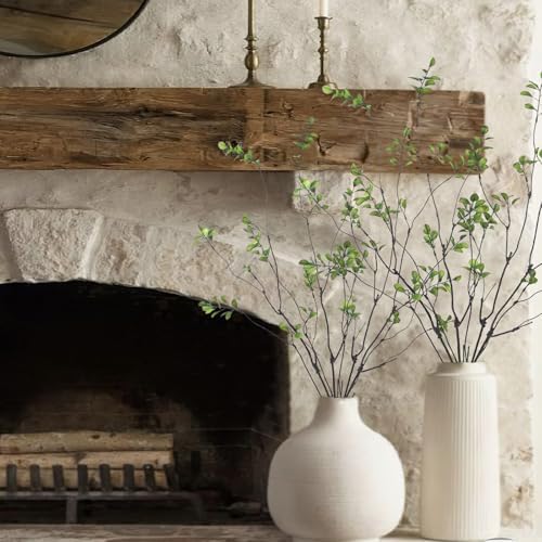 Artificial Greenery Stems Plants 35.4" Faux Branches for Vase Filler Fake Ficus / Green / Set of 4