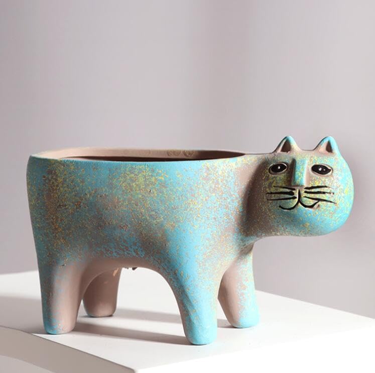Retro Ceramic Cat Shape Succulent Plant Pot Cat Planter Decorative Soap Saver Tray Bathtub Sink