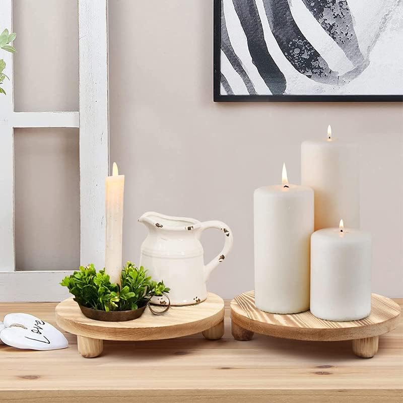 Round Wooden Tray / Round - Natural / Set of 2