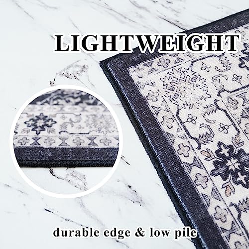 Washable 3x25 Extra Long Runners: Oriental Soft Non-Slip Hallway Runner Rugs for Kitchen Dining Room Indoor Low Pile