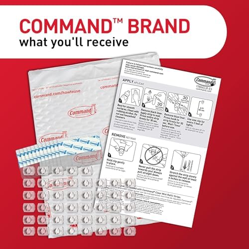 Command Clear Indoor Mini Light Clips Value Pack, 45 Clips, 54 Strips, Damage-Free String Light Hangers for Home, Room, Wall, Office, and Dorm Decor, Great for Cable Management, Holds up to 0.3 lb