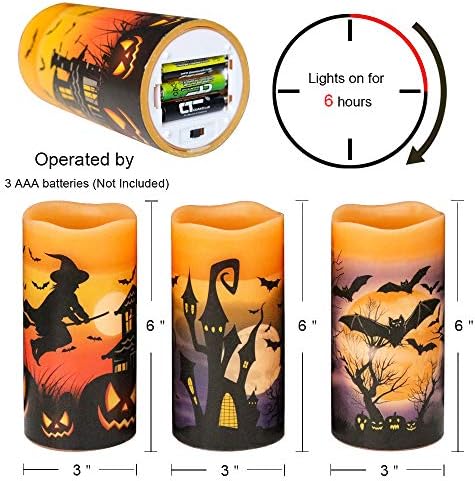Wondise Halloween Flameless Flickering Candles with 6H Timer
