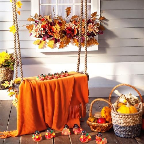 Suzile 150 Pcs Thanksgiving Turkey Ducks Mini Resin Figurines, Fall Decor