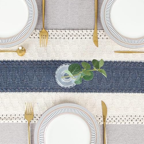 FEXIA Boho Table Runner for Home Decor 12x90 Blue Fall Rustic Decorations