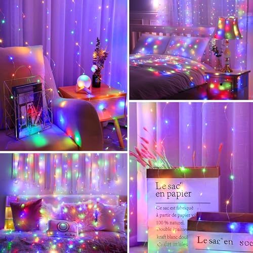 Minetom Curtain Lights, 300 LED Dimmable Twinkle Fairy Lights, 8 Modes