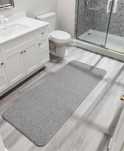 Bosap Bath Mat,Ultra Thin Bathroom Runner Rugs,Large Bath Mats for Bathroom,Quick Dry,Non-Slip,Machine Washable,Low